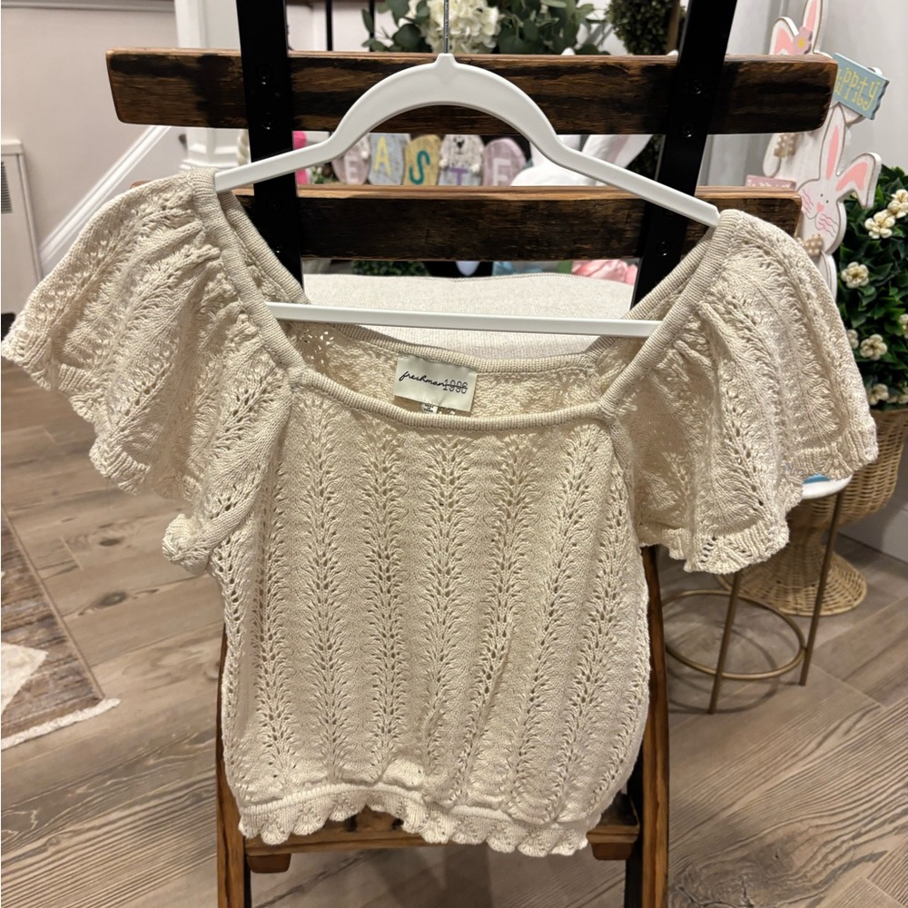 Freshman 1966 Cream Knit Short Sleeve - Size XL NWOT